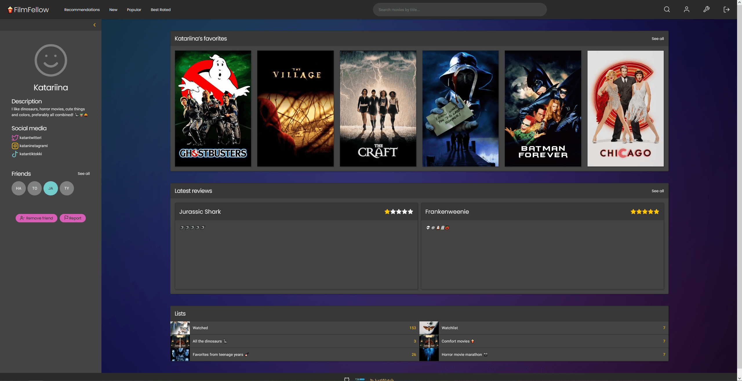 Profile page