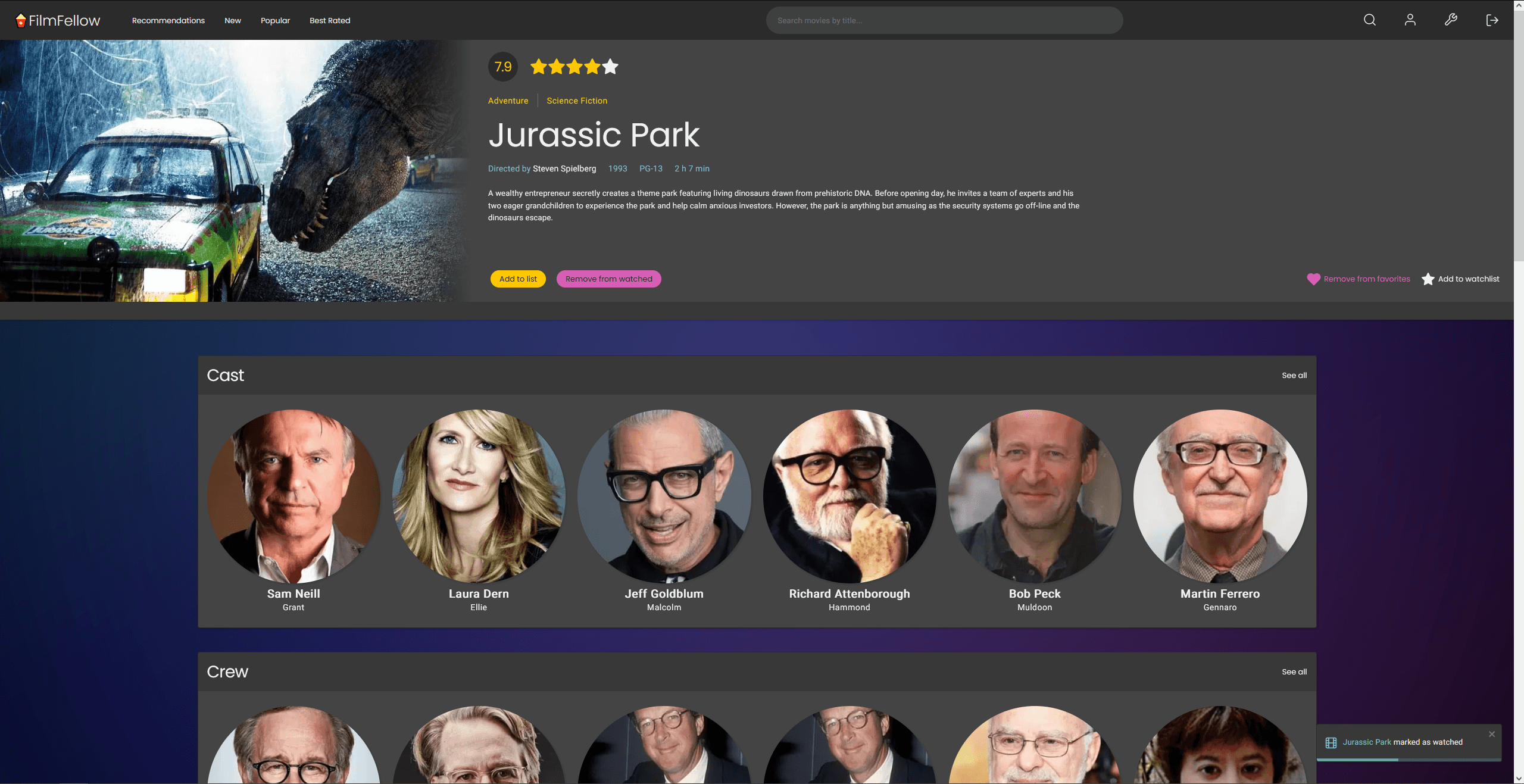 Movie page